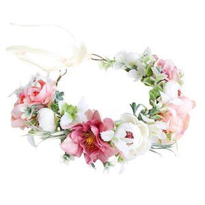 Bridal Flower Crown Floral Headpiece Wedding Party Headband Adjustable